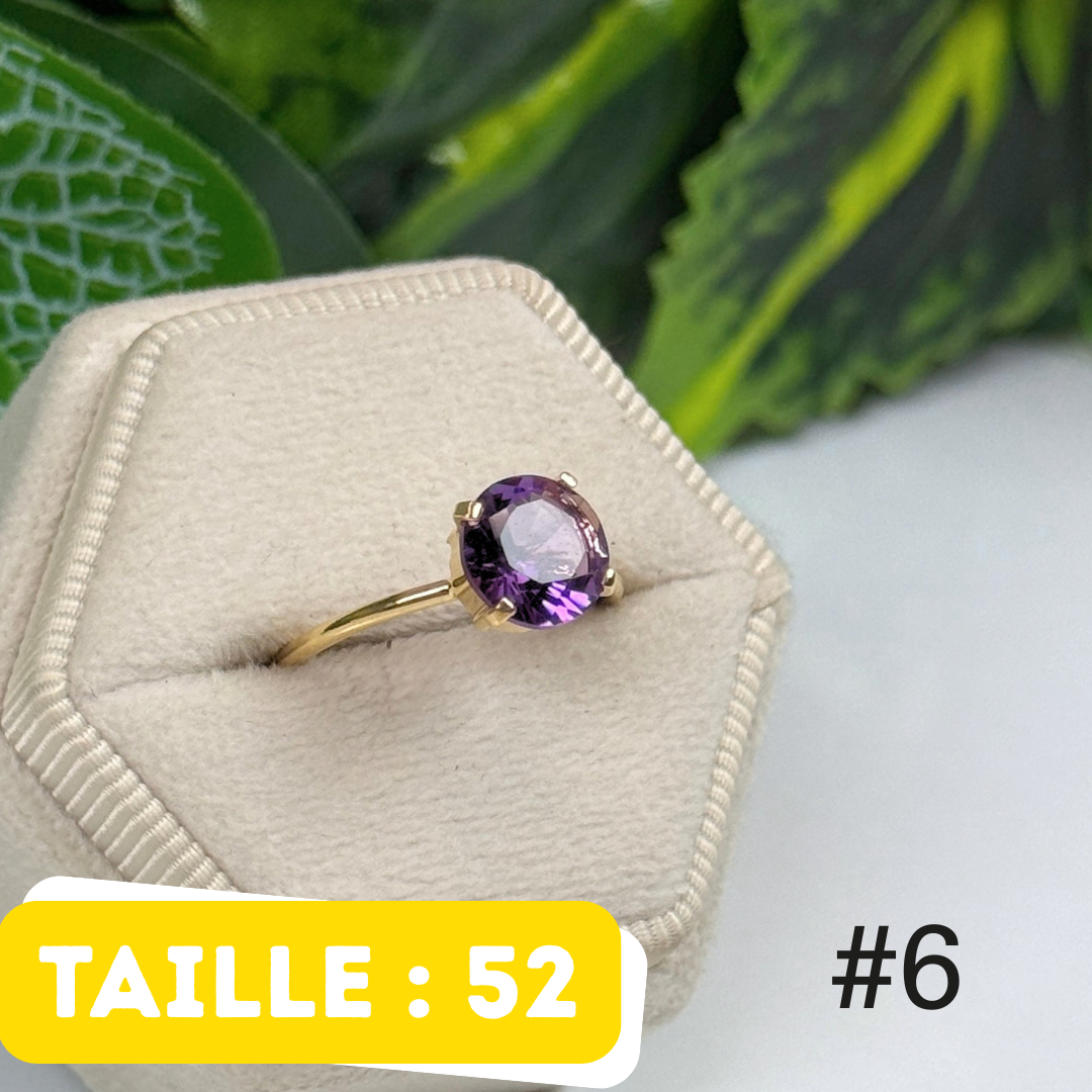 Bague 925 Améthyste Argent 925 Plaqué Or #6