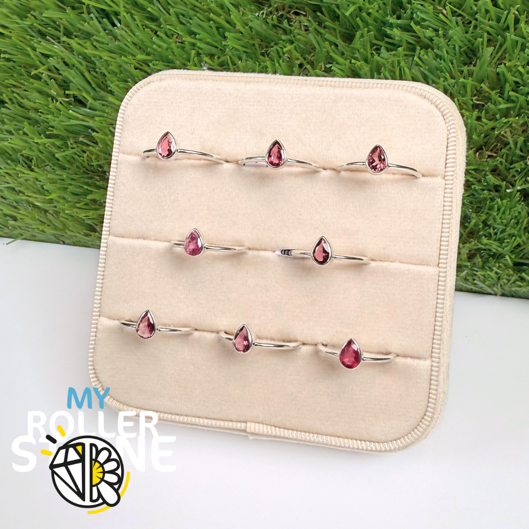 Bague Argent Tourmaline Rose Goutte Facettée (R819PT)