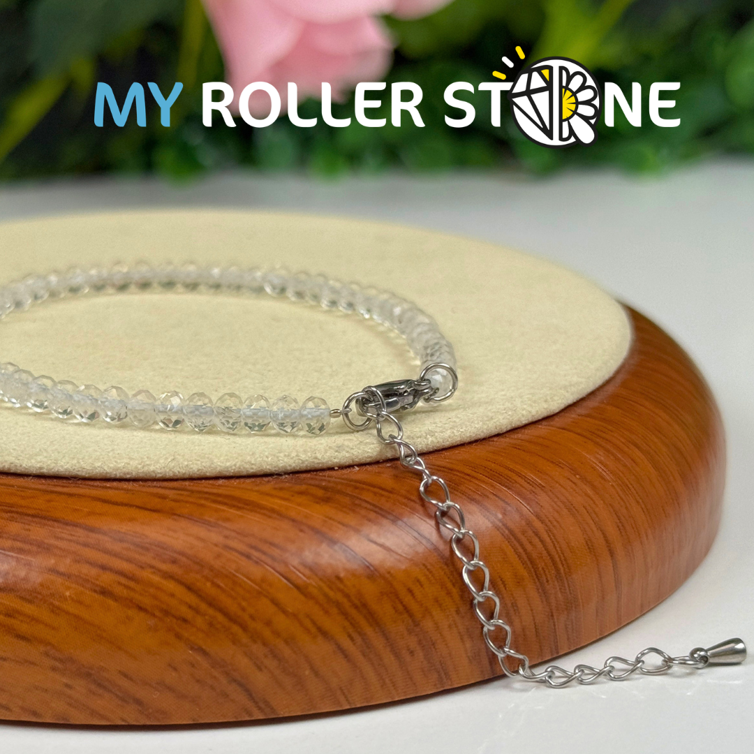 Bracelet Cristal de Roche fermoir Acier inoxydable