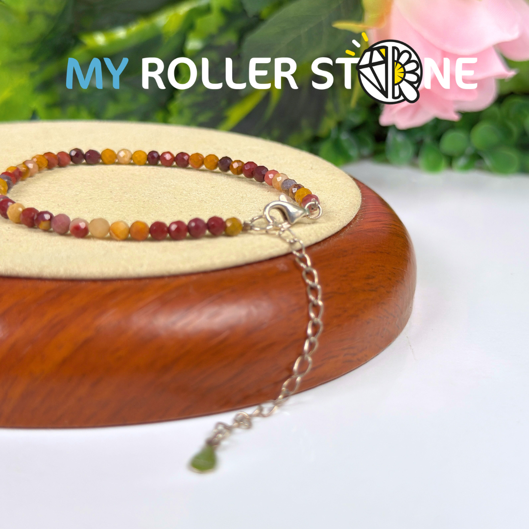 Bracelet Jaspe Mookaïte fermoir Argent