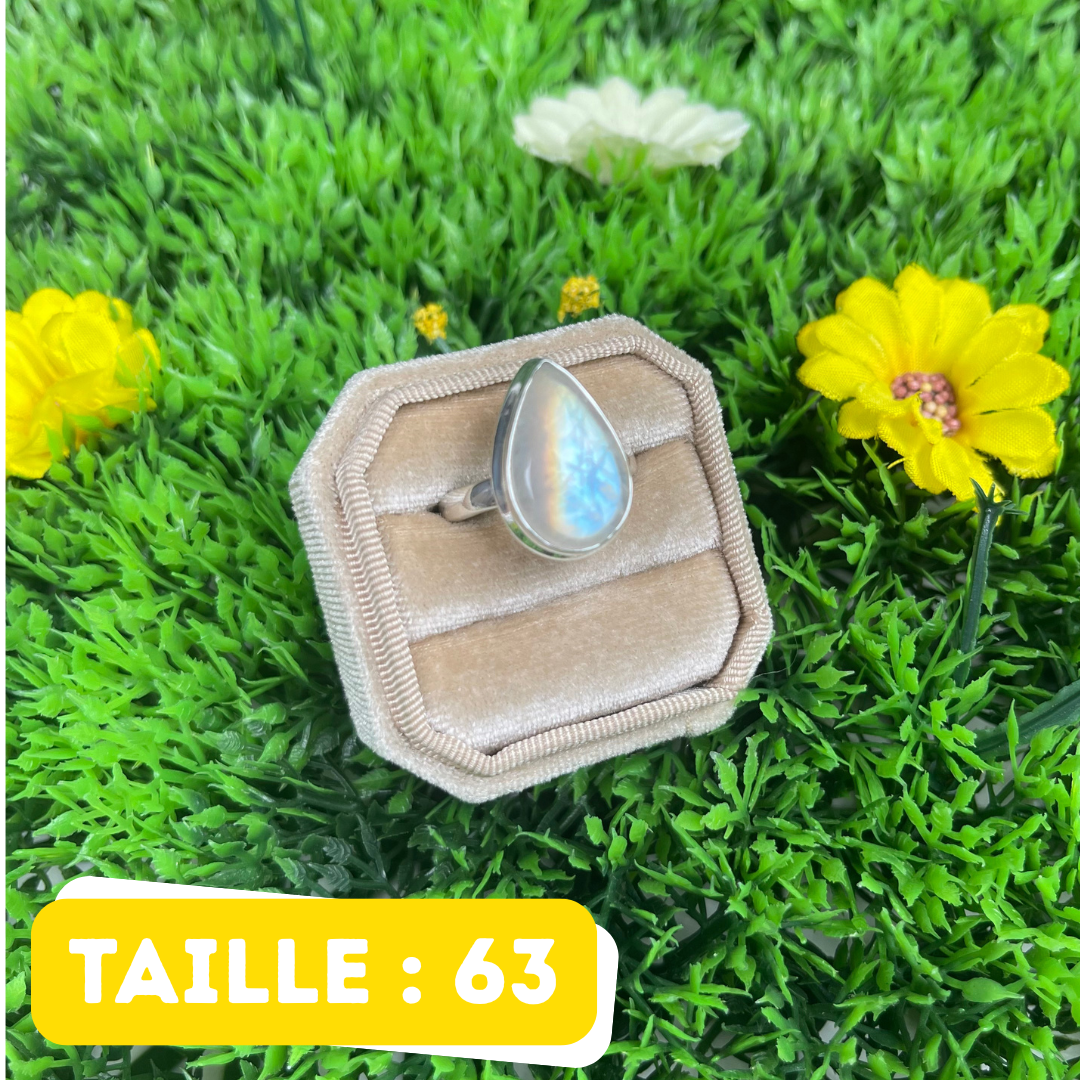 Bague Pierre de Lune Blue Fire #201