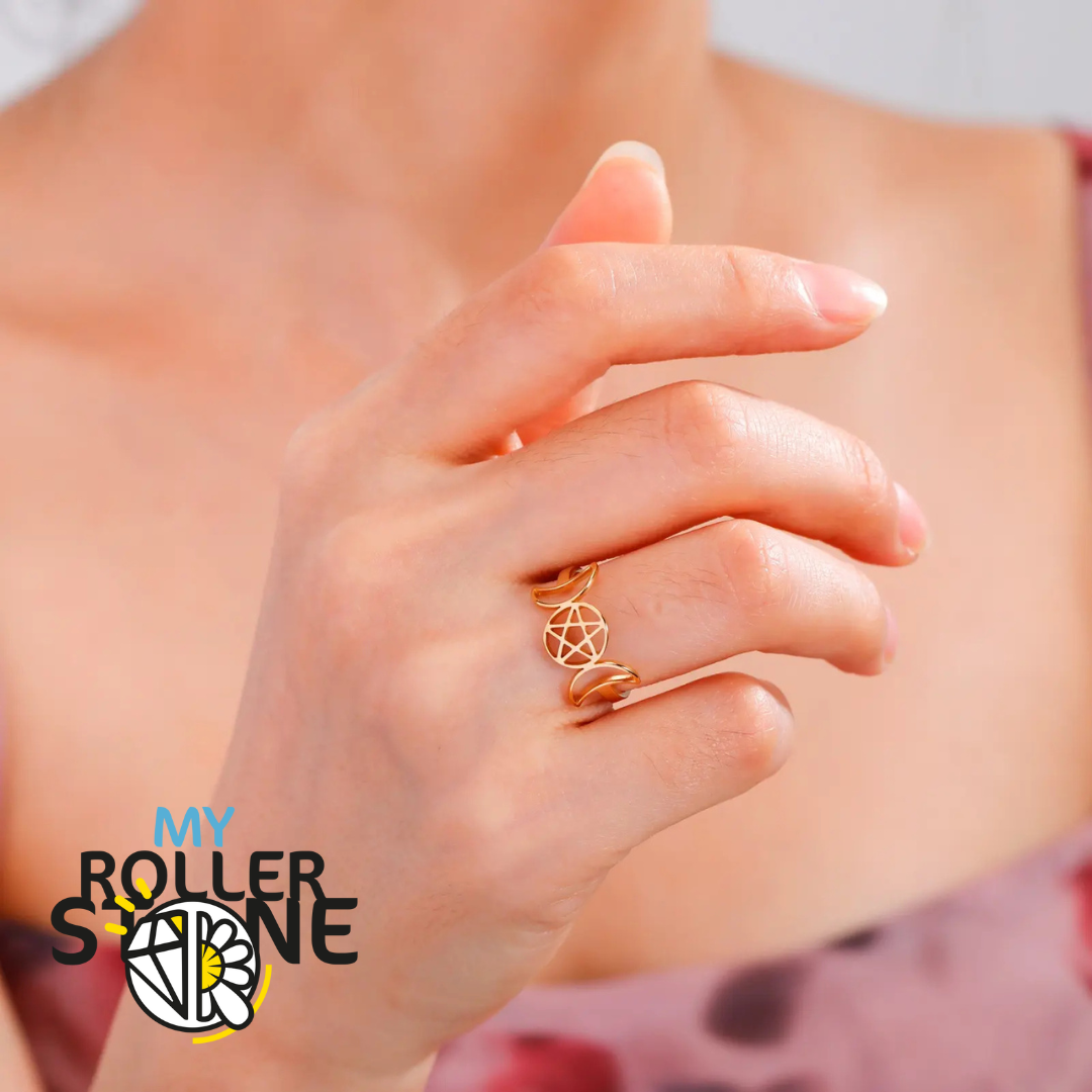 Bague Pentagramme et Lune