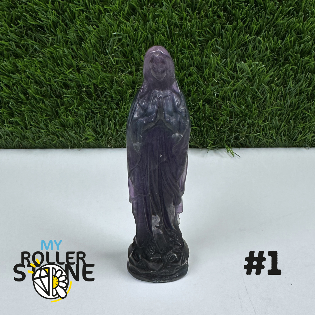 Statuette Vierge Marie en Fluorite Arc-en-Ciel