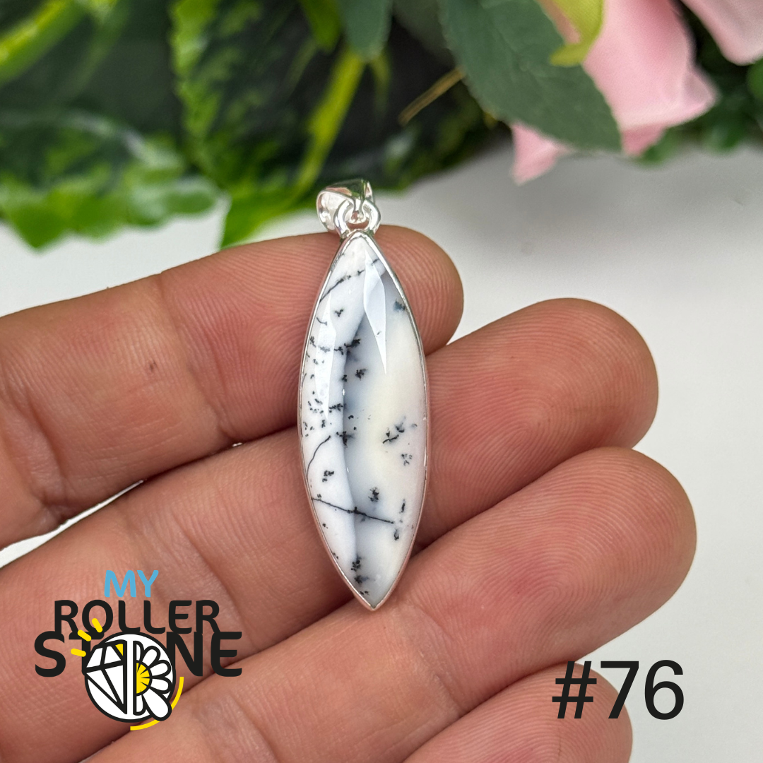Pendentif argent 925 opale dendritique #OP76