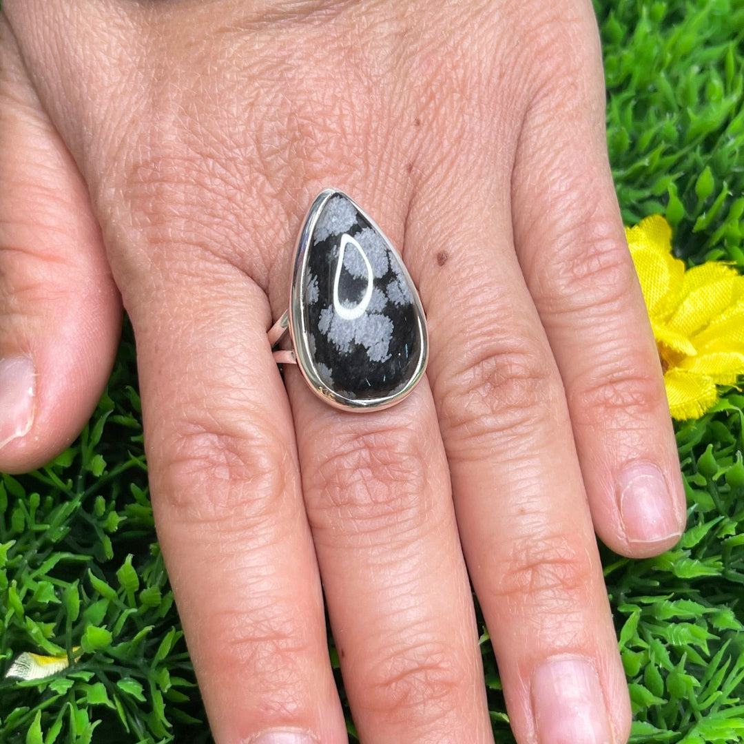 Bague en Obsidienne Flocon de Neige #4