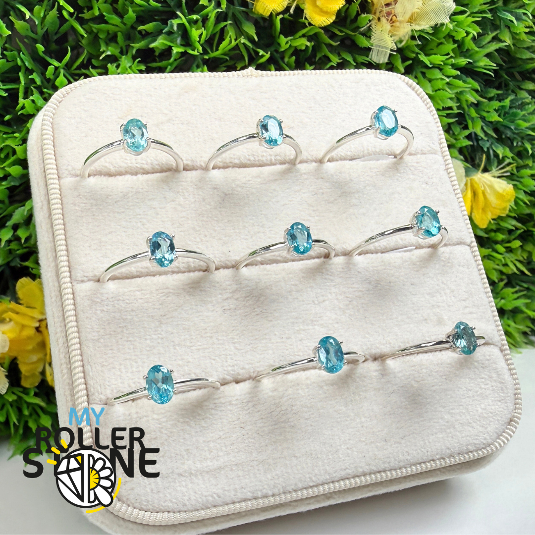 Bague Apatite Bleue Néon Facettée – RBC309-NBF