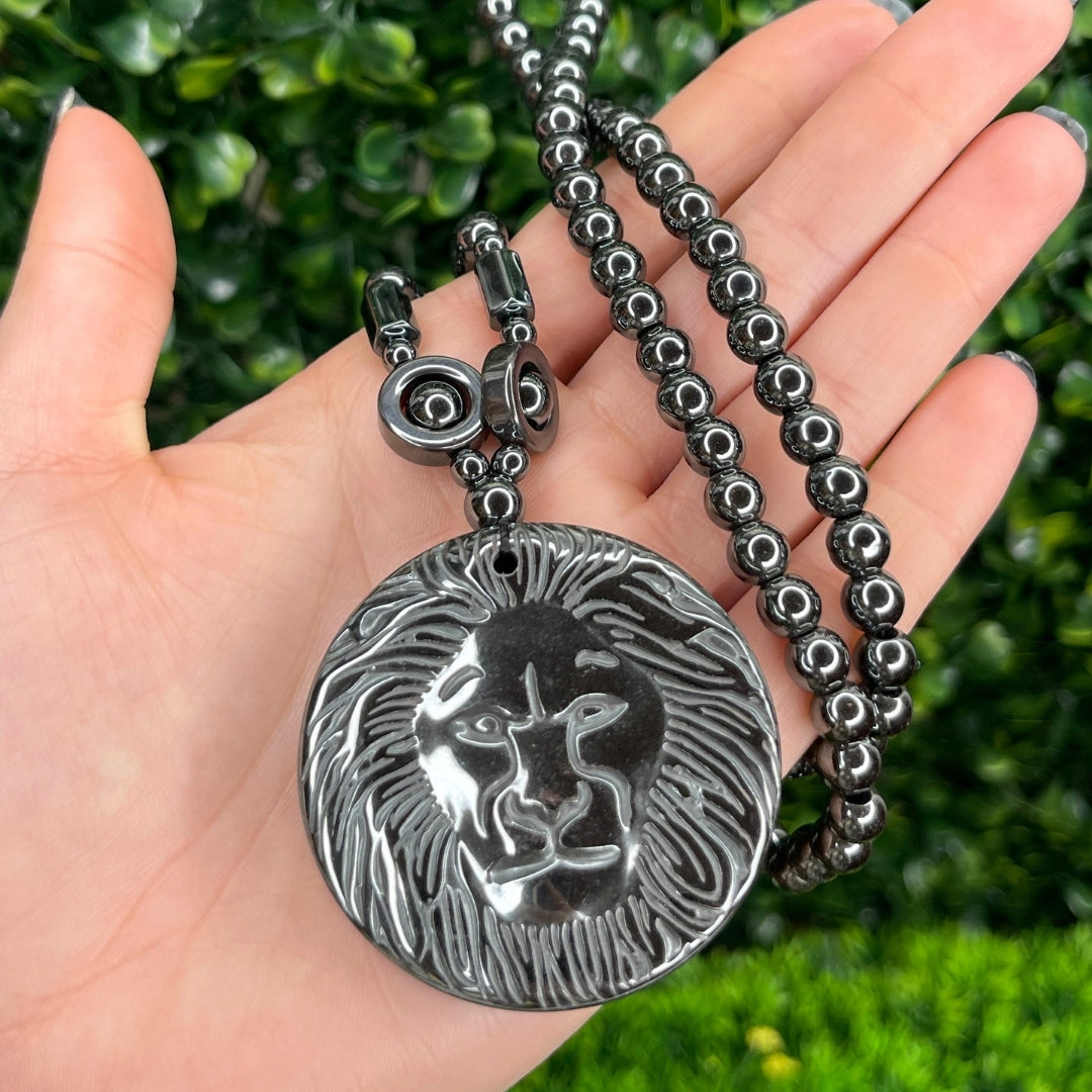 Collier en Hématite Tête de Lion