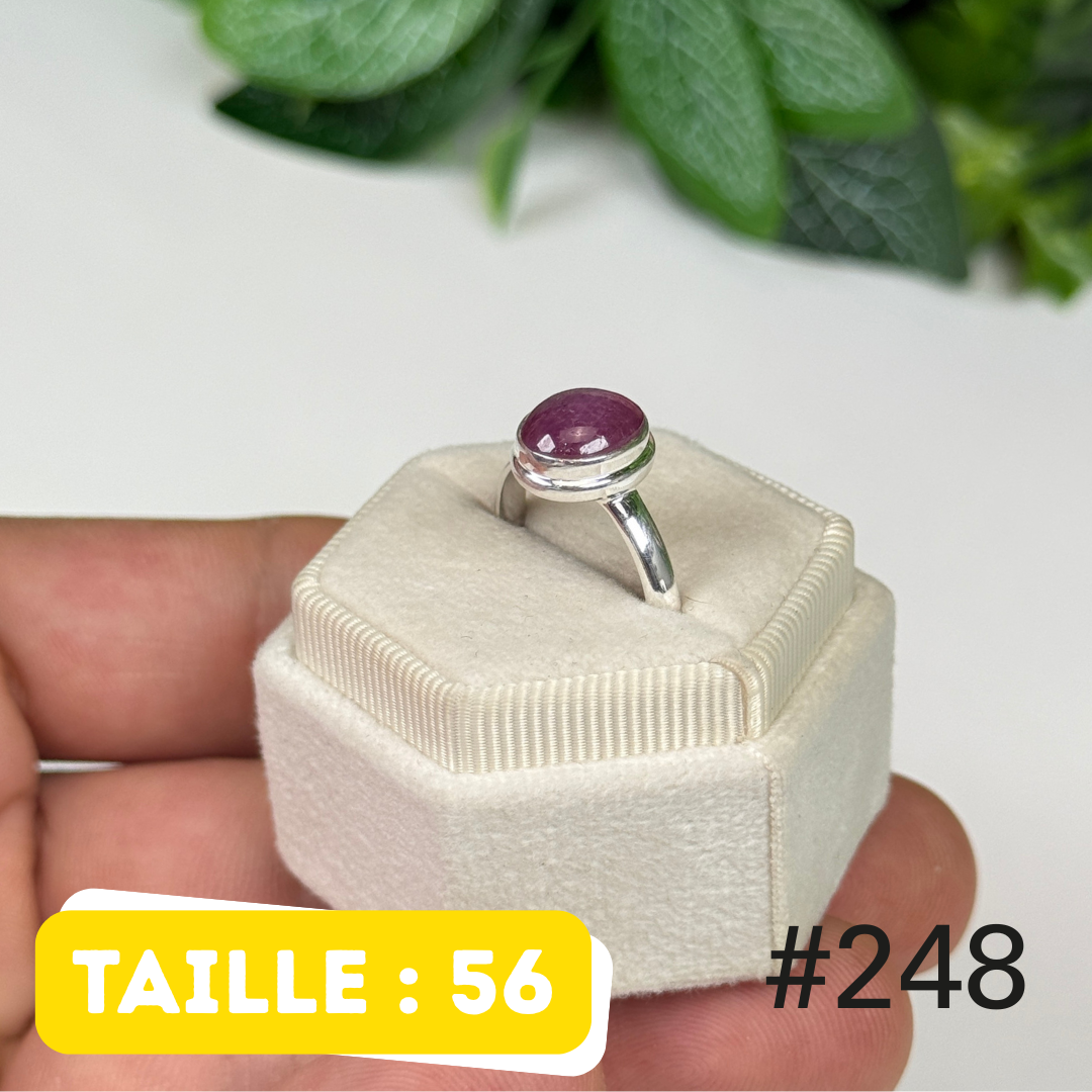Bague argent 925 rubis étoilé #R248