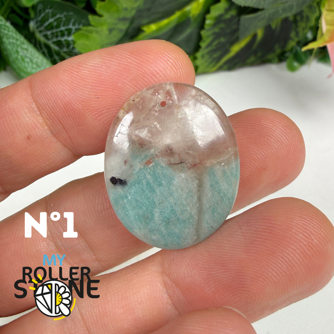 Pendentif Percé Amazonite et Quartz Fumé (Rare)