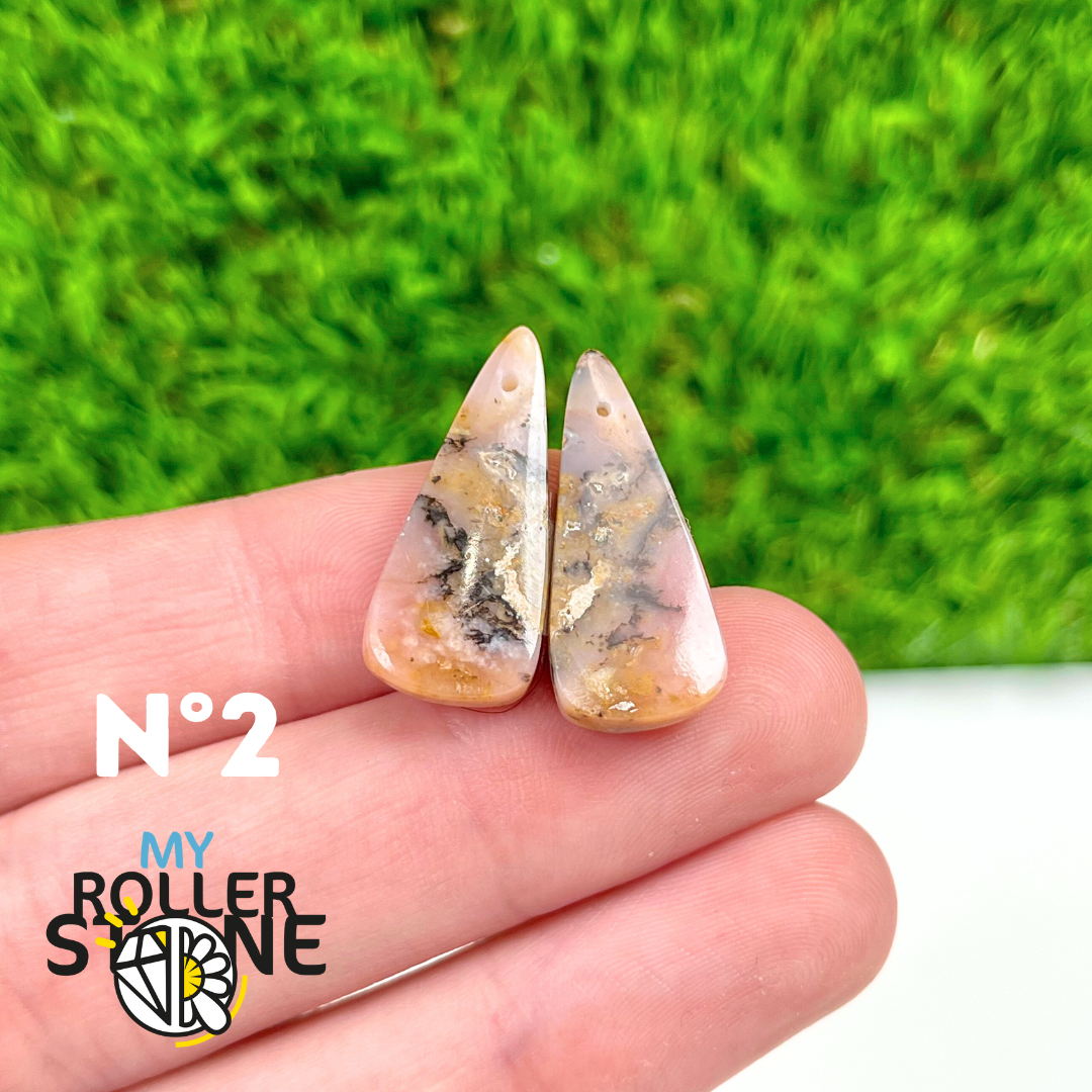 Pendentif Percé Opale Rose Duo