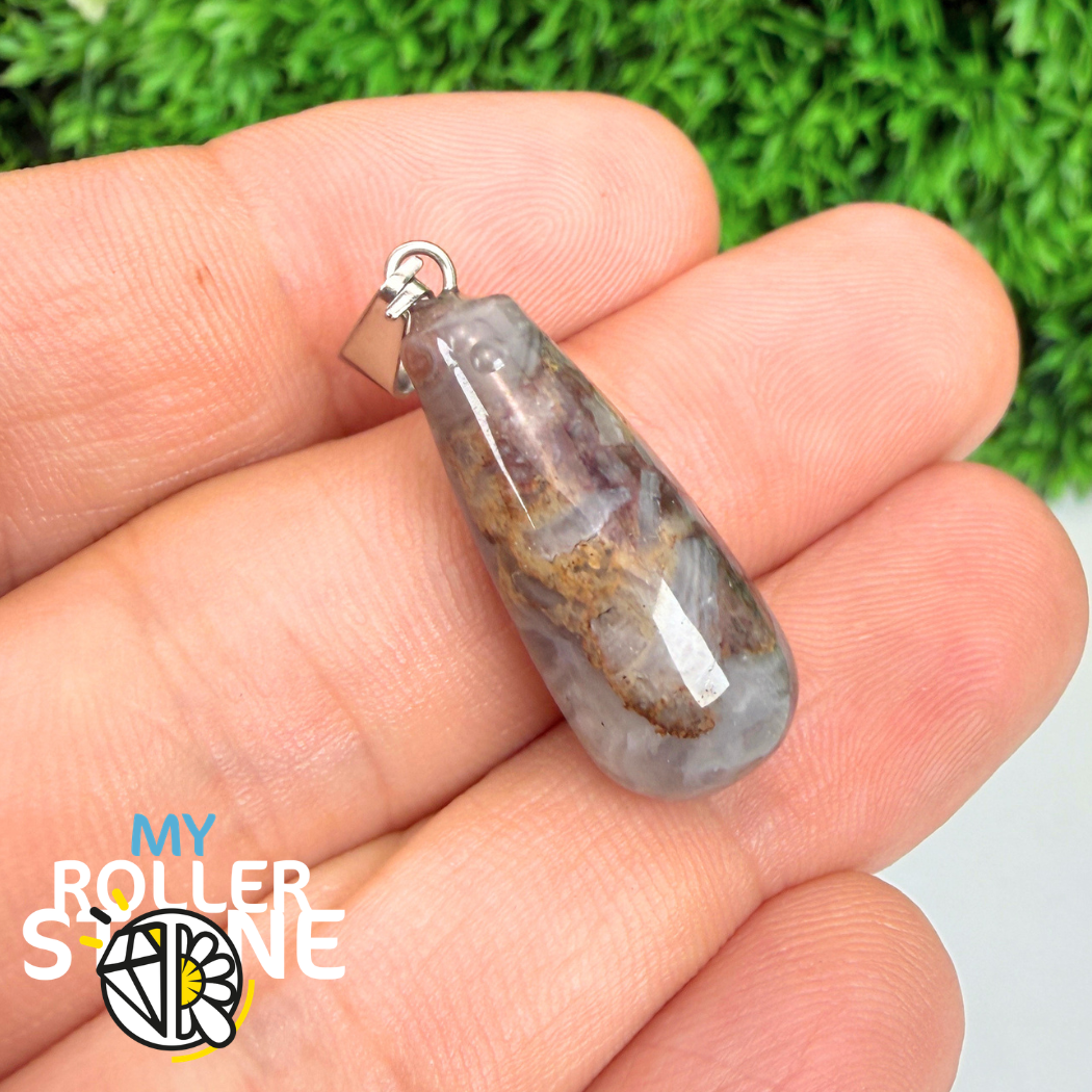 Pendentif pierre goutte (Aventurine, Oeil de tigre, Quartz rose...)