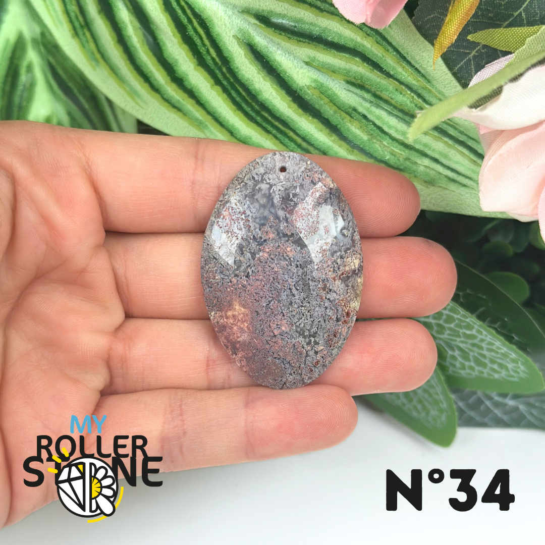 Pendentif Agate Mousse Indonésienne 5A Percé
