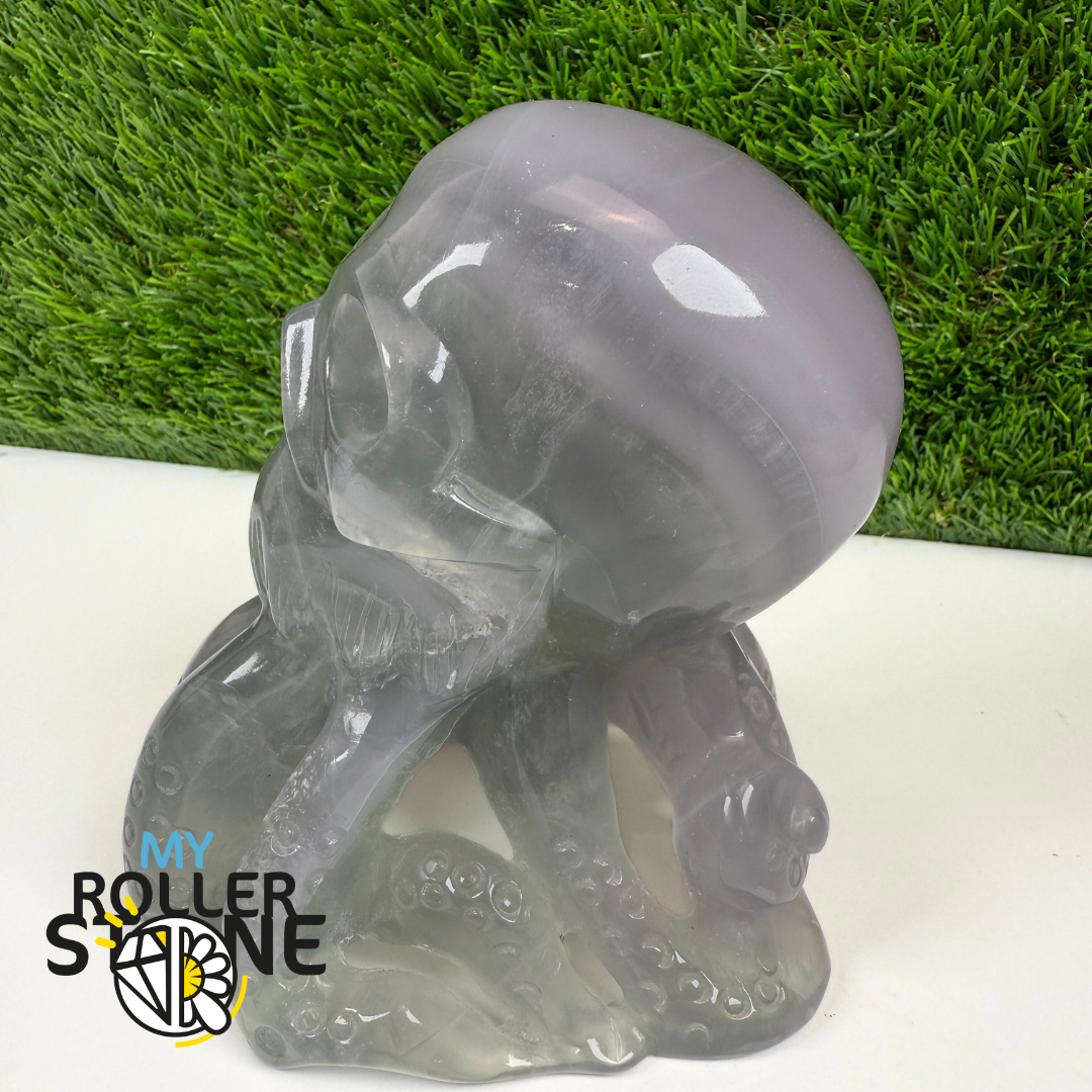Sculpture en Fluorite Pieuvre crânes