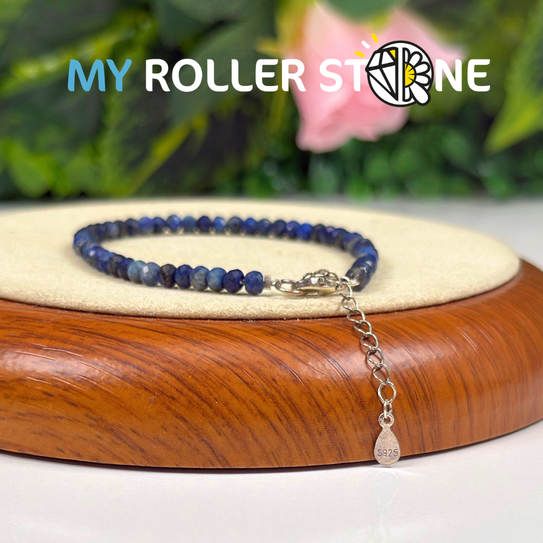 Bracelet Lapis lazuli fermoir Argent