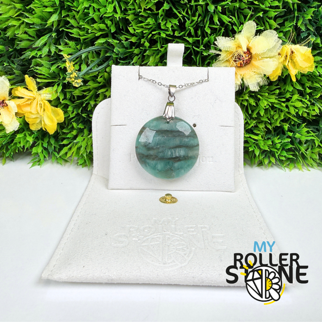 Pendentif Percé Amazonite et Quartz Fumé (Rare)
