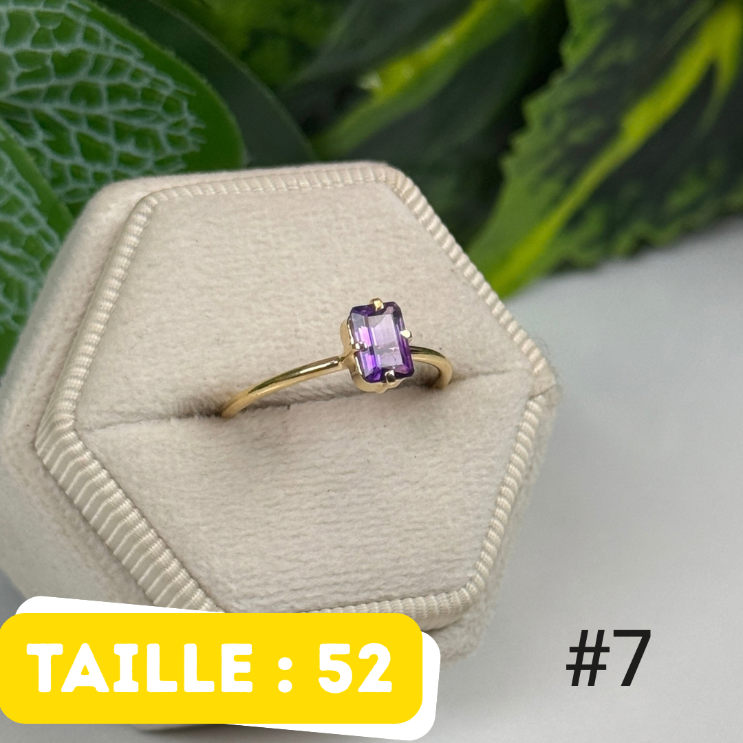 Bague 925 Améthyste Argent 925 Plaqué Or #7