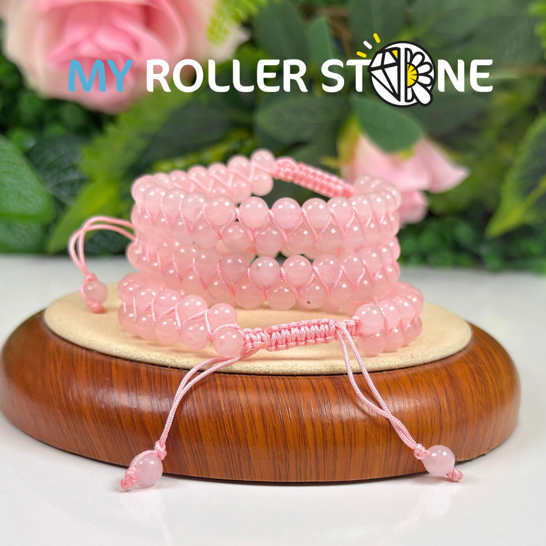 Bracelet Ajustable Tressé Quartz Rose