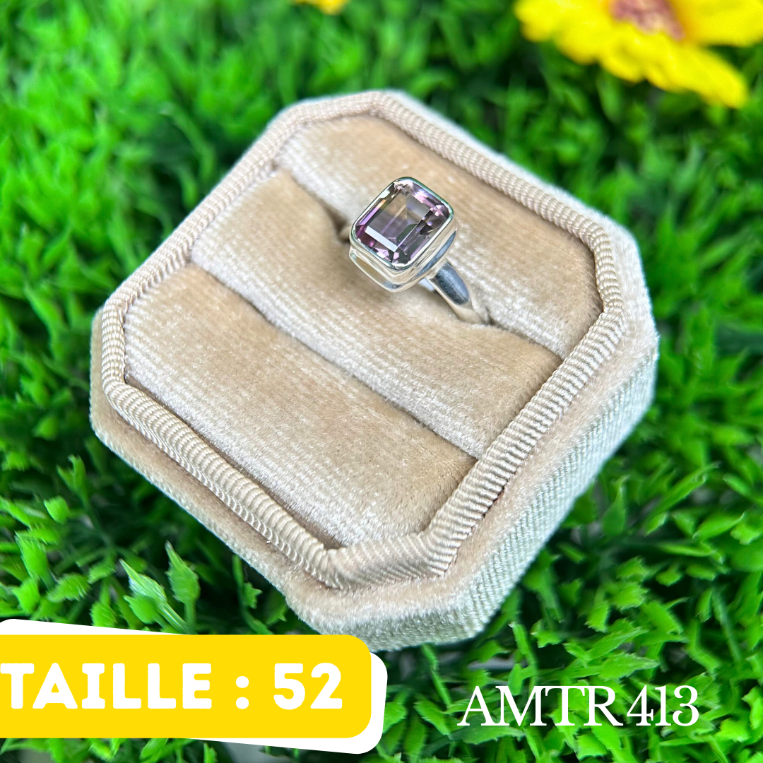 Bague solitaire Argent Amétrine