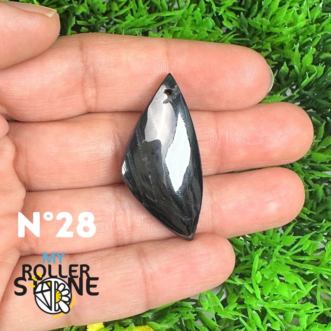 Pendentif Percé Psilomelane Argenté