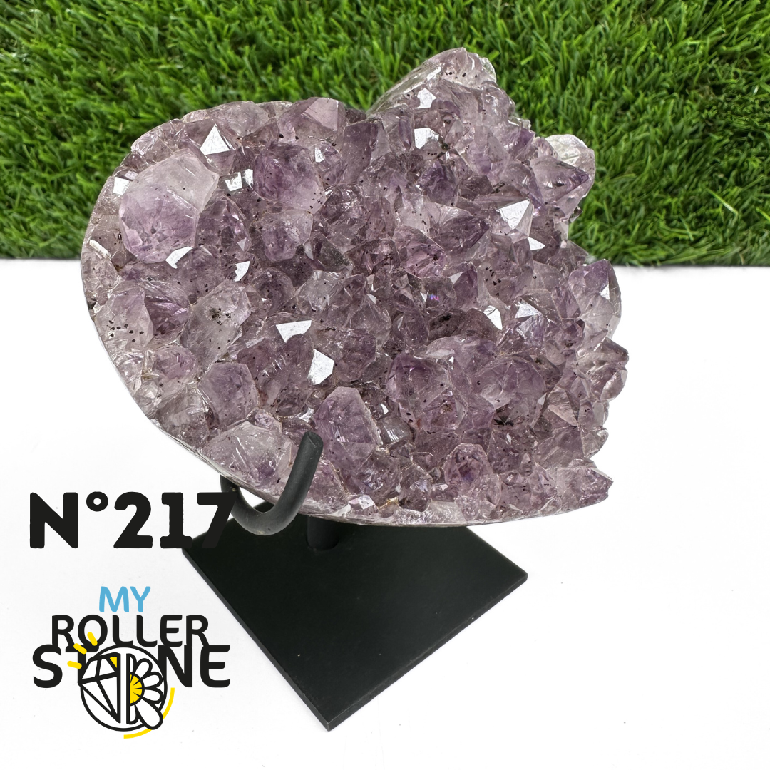 Géode Coeur Améthyste sur Support Métal #217