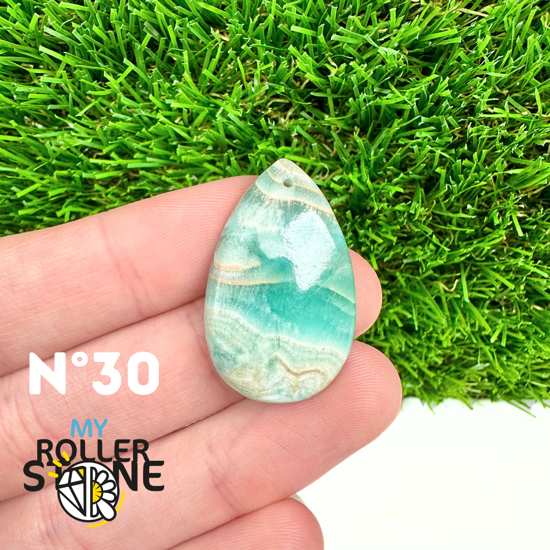 Pendentif Percé Calcite Cambrienne Bleue 5A