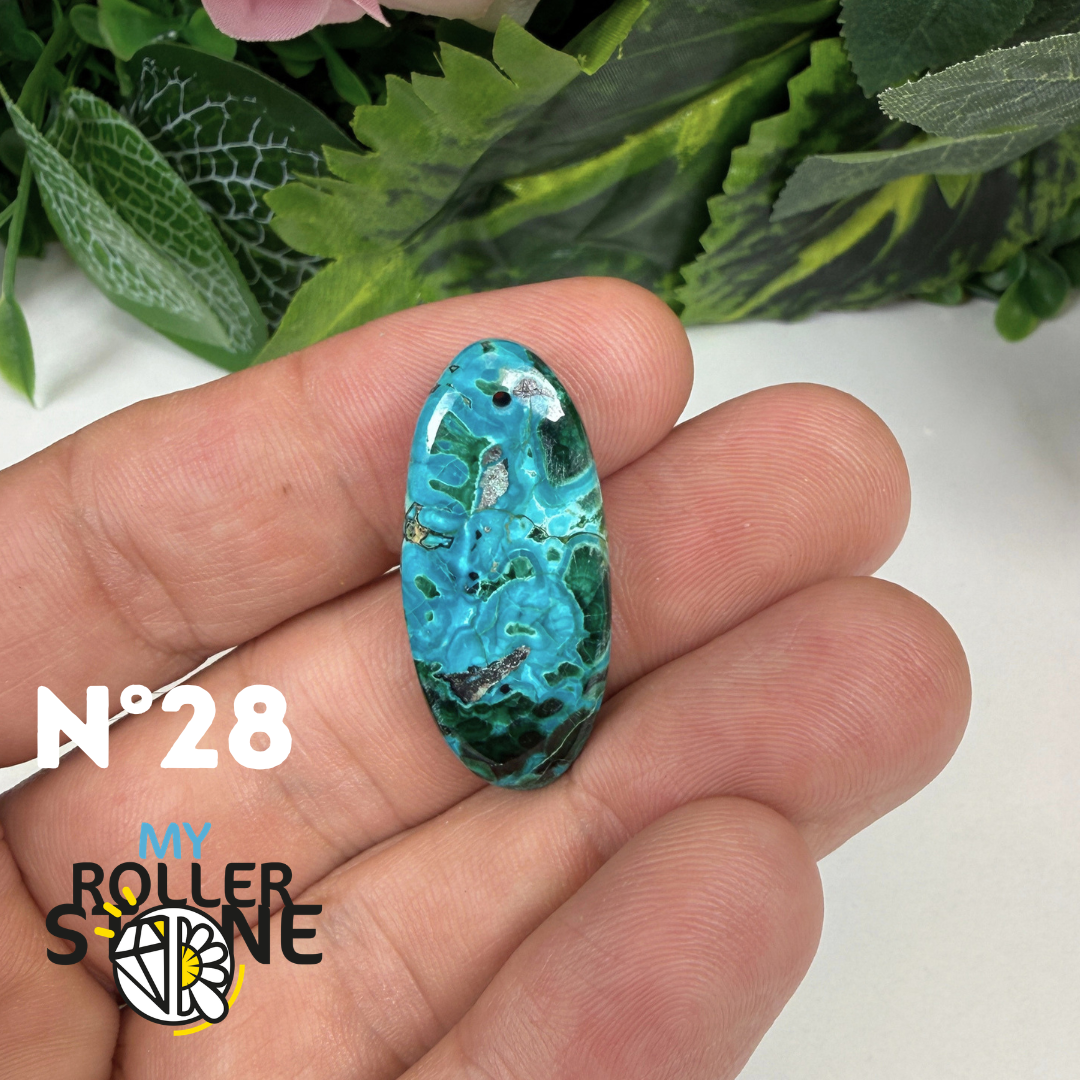 Pendentif Malachite Chrysocolle Percé 5A