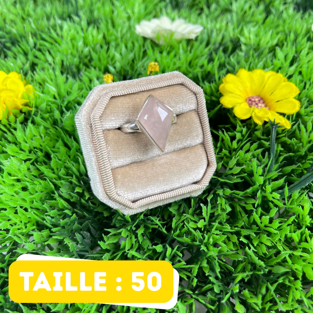 Bague Argent en Quartz rose #130