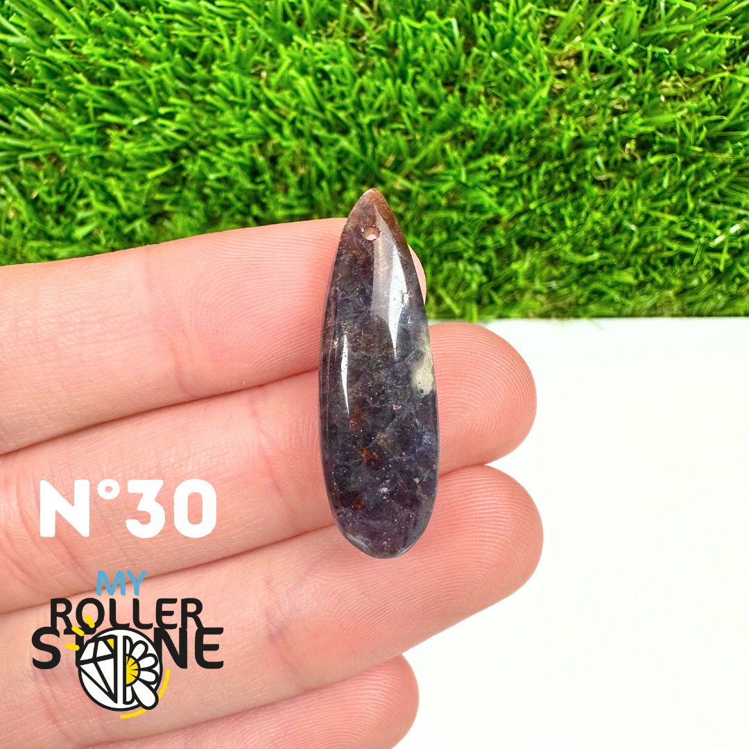 Pendentif Percé Iolite et Pierre de Soleil 5A