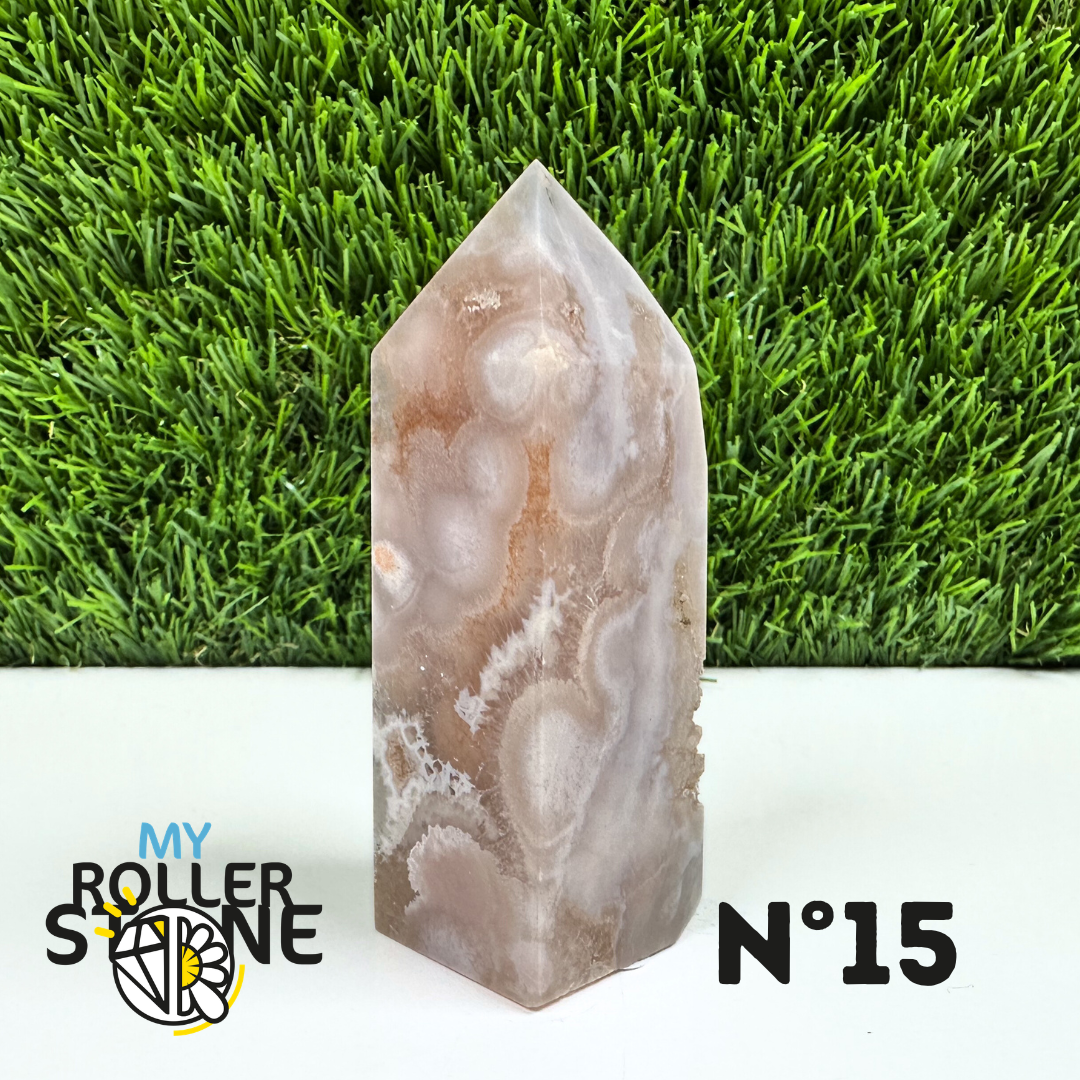 Pointes Pierre Rectangulaire Agate Fleur