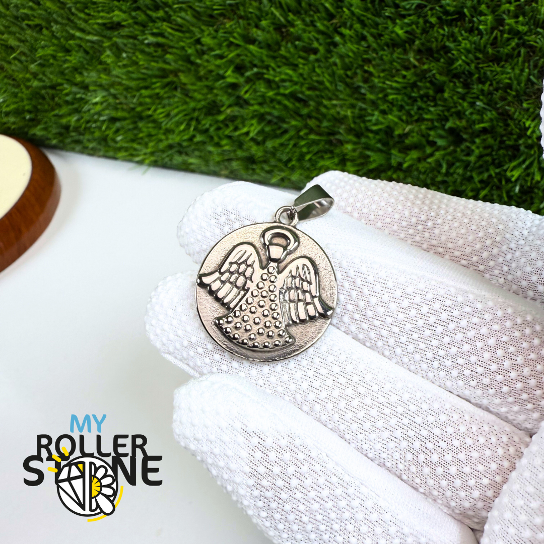 Pendentif ange acier inoxydable argenté