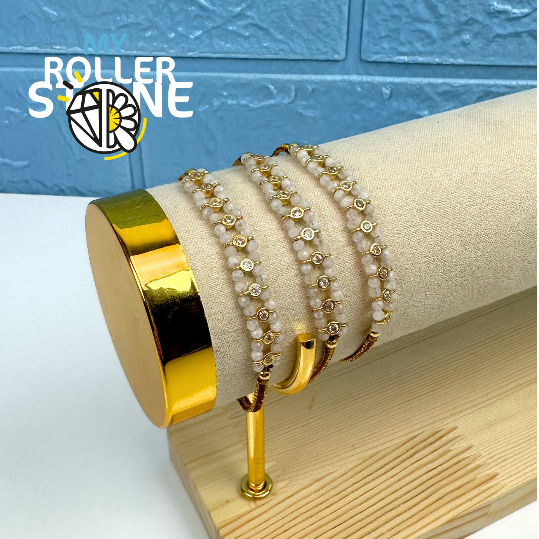 Bracelet Tressé Perles Naturelles et Strass