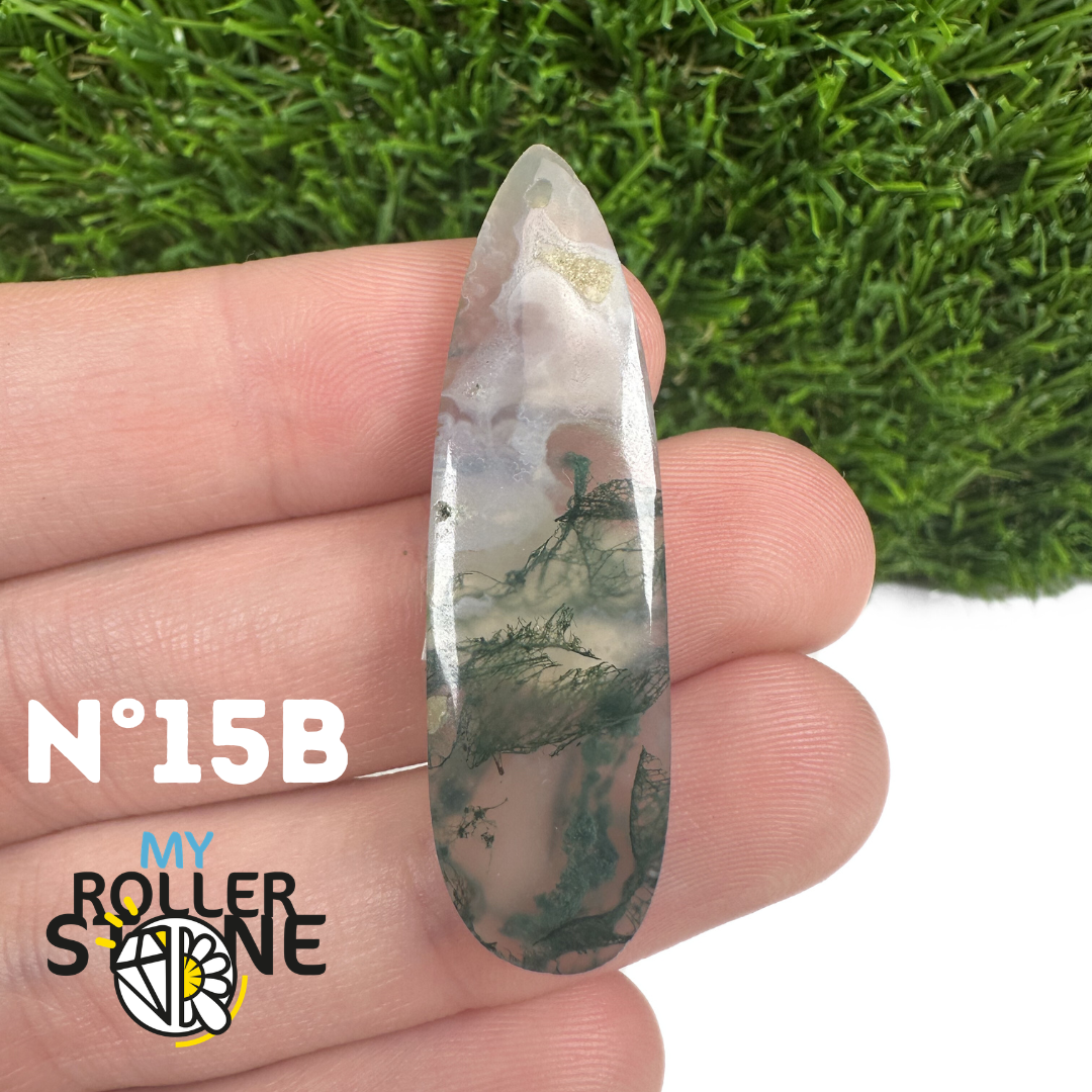Pendentif Percé Agate Mousse Goutte