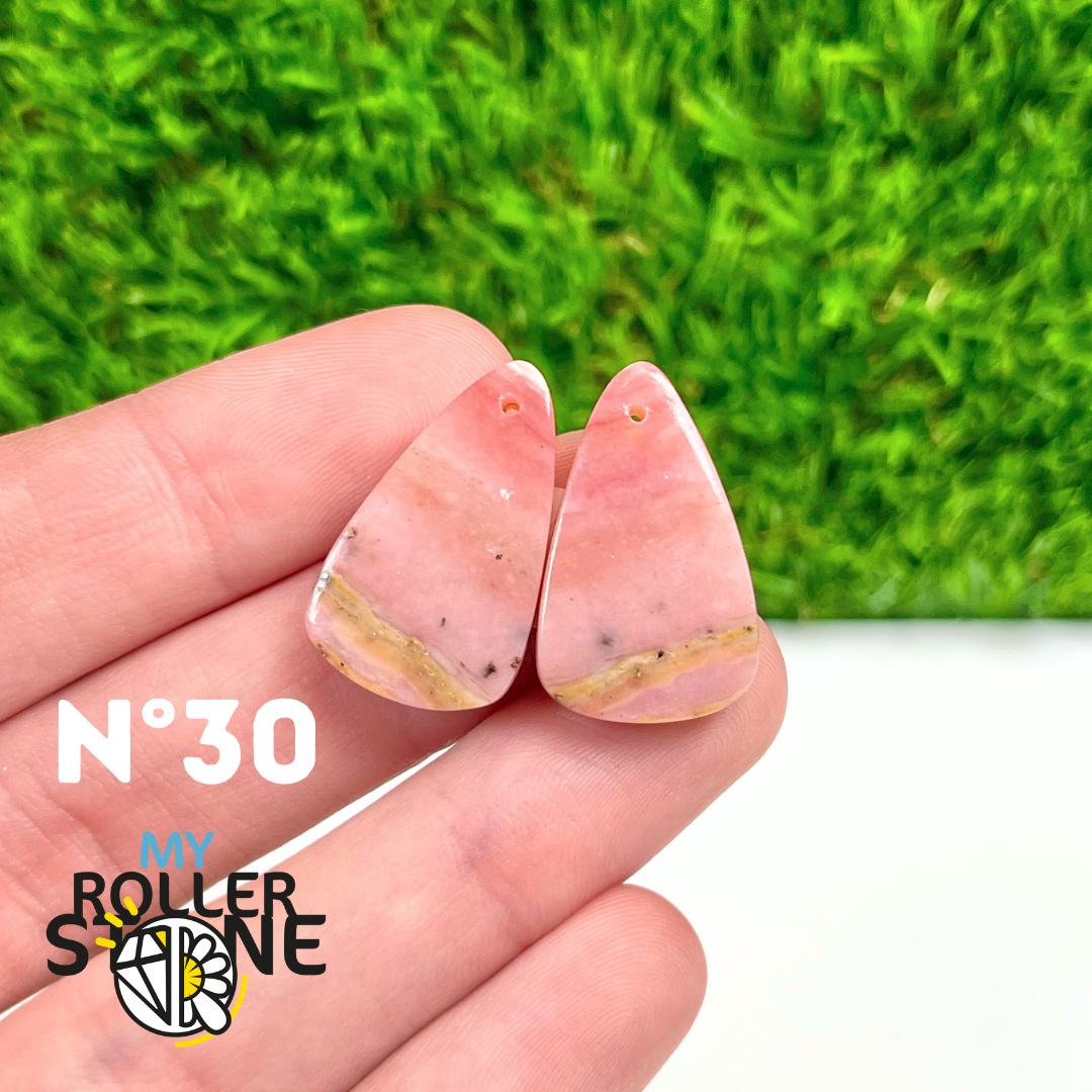 Pendentif Percé Opale Rose Duo