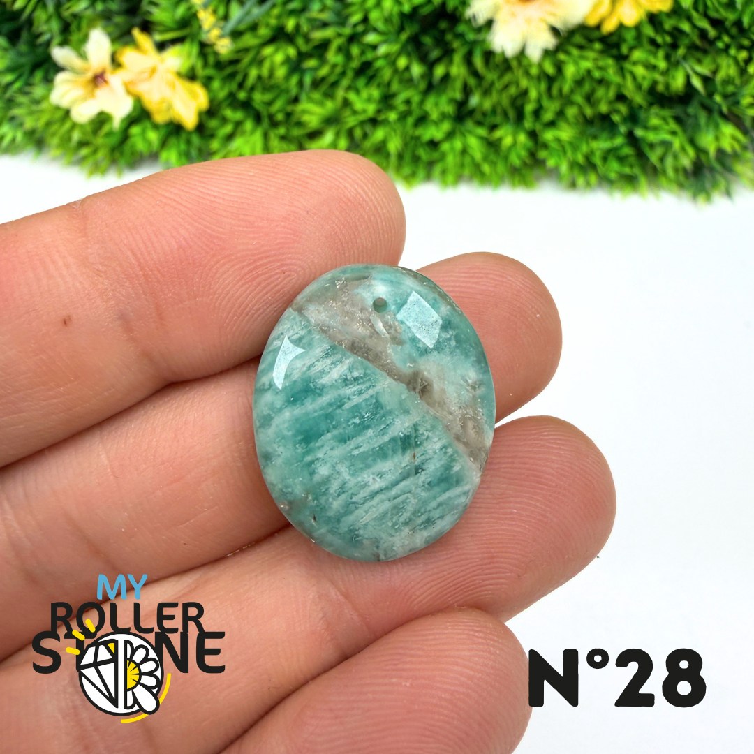 Pendentif Percé Amazonite et Quartz Fumé (Rare)