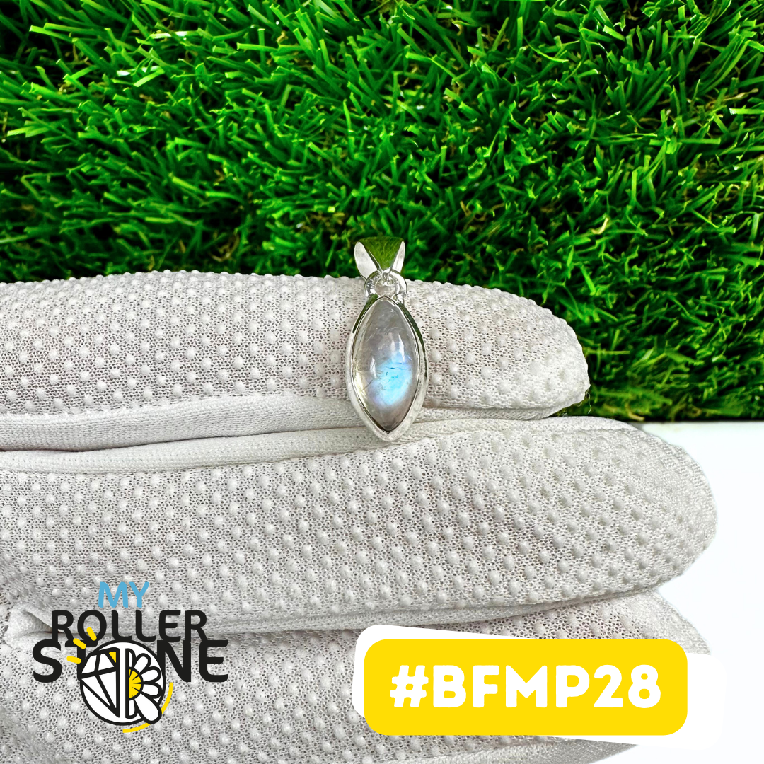 Pendentif Pierre de Lune Blue Fire Argent 925 (BFMP28)