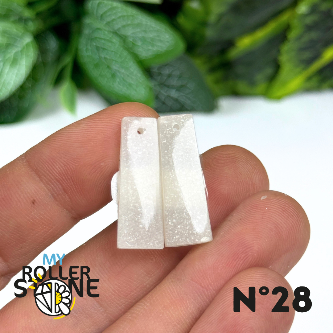 Paire de Cabochon percé en Pierre de lune D'Inde pour Boucles d'oreilles
