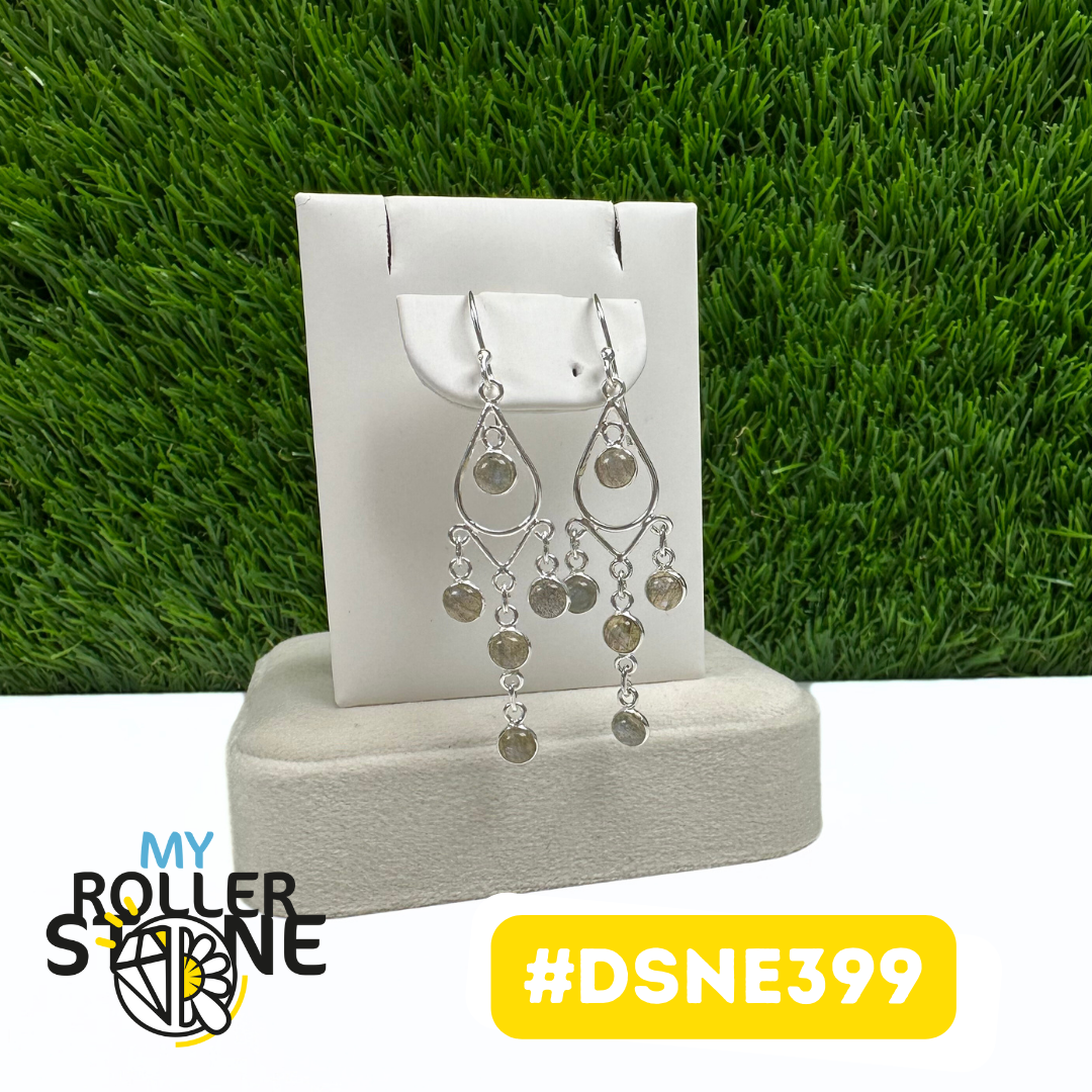 Boucles D'Oreilles Design Attrape Rêve Goutte Labradorite en Argent 925 #DSNE399