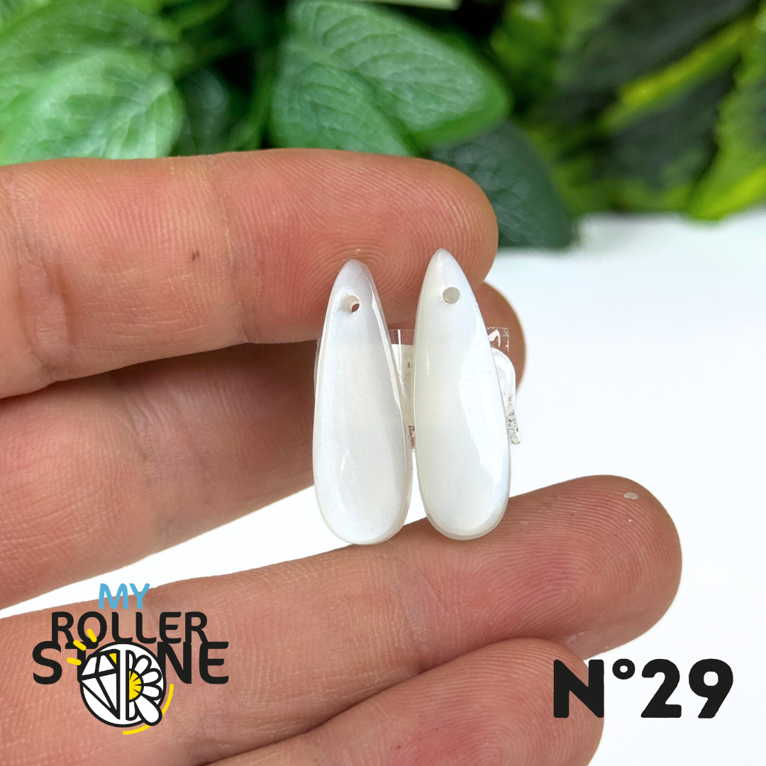 Paire de Cabochon percé en Pierre de lune D'Inde pour Boucles d'oreilles