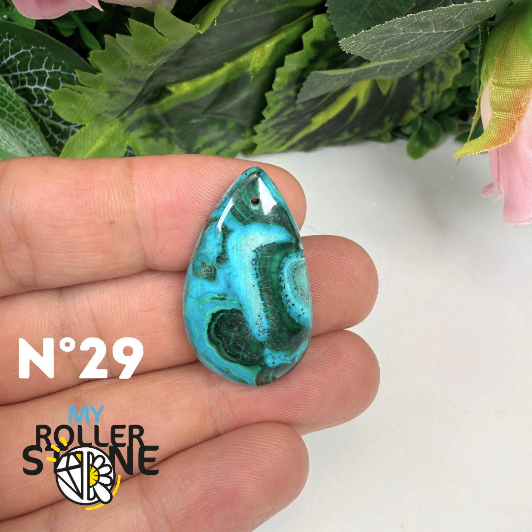 Pendentif Malachite Chrysocolle Percé 5A
