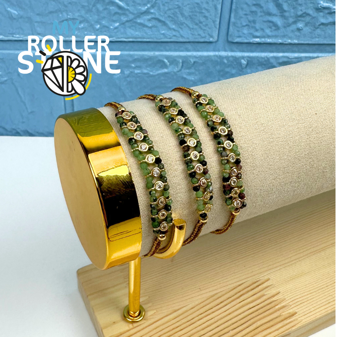 Bracelet Tressé Perles Naturelles et Strass