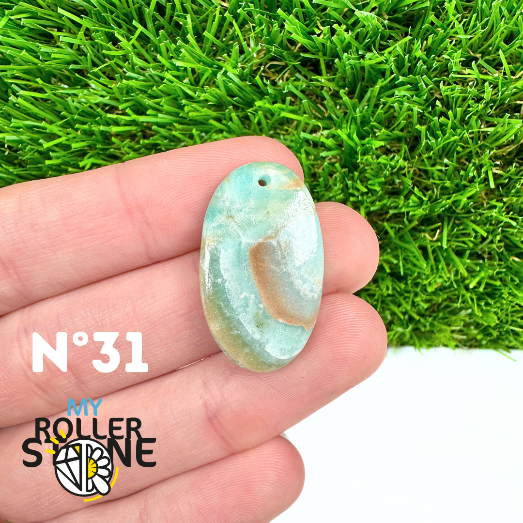 Pendentif Percé Calcite Cambrienne Bleue 5A