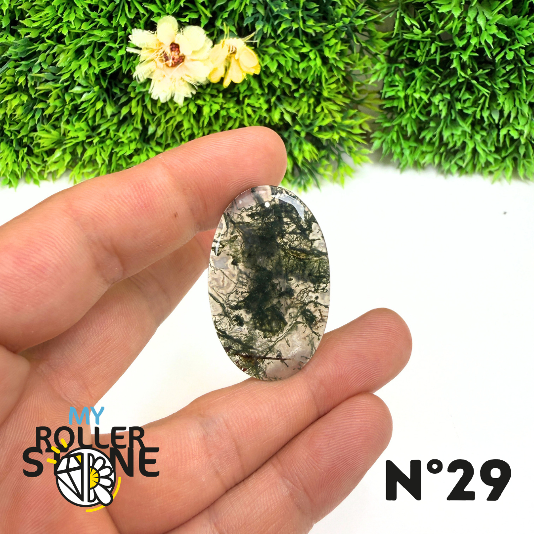Pendentif Percé Agate Mousse Naturelle 5A