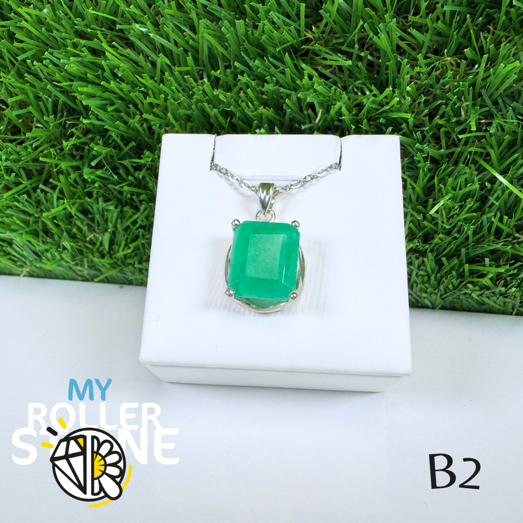 Pendentif Émeraude et Argent 925 B2