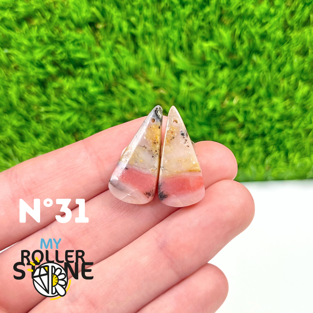 Pendentif Percé Opale Rose Duo