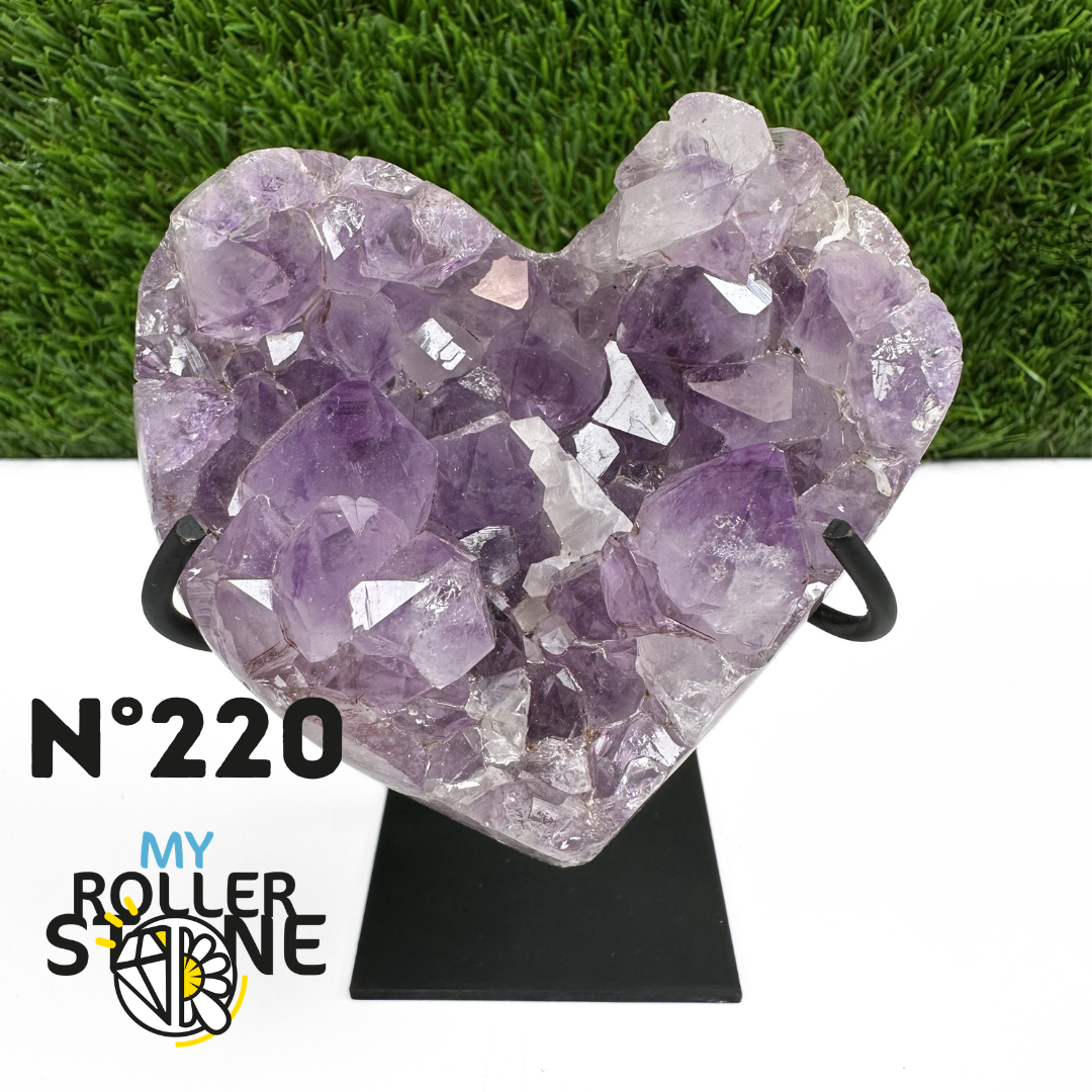 Géode Coeur Améthyste sur Support Métal #220