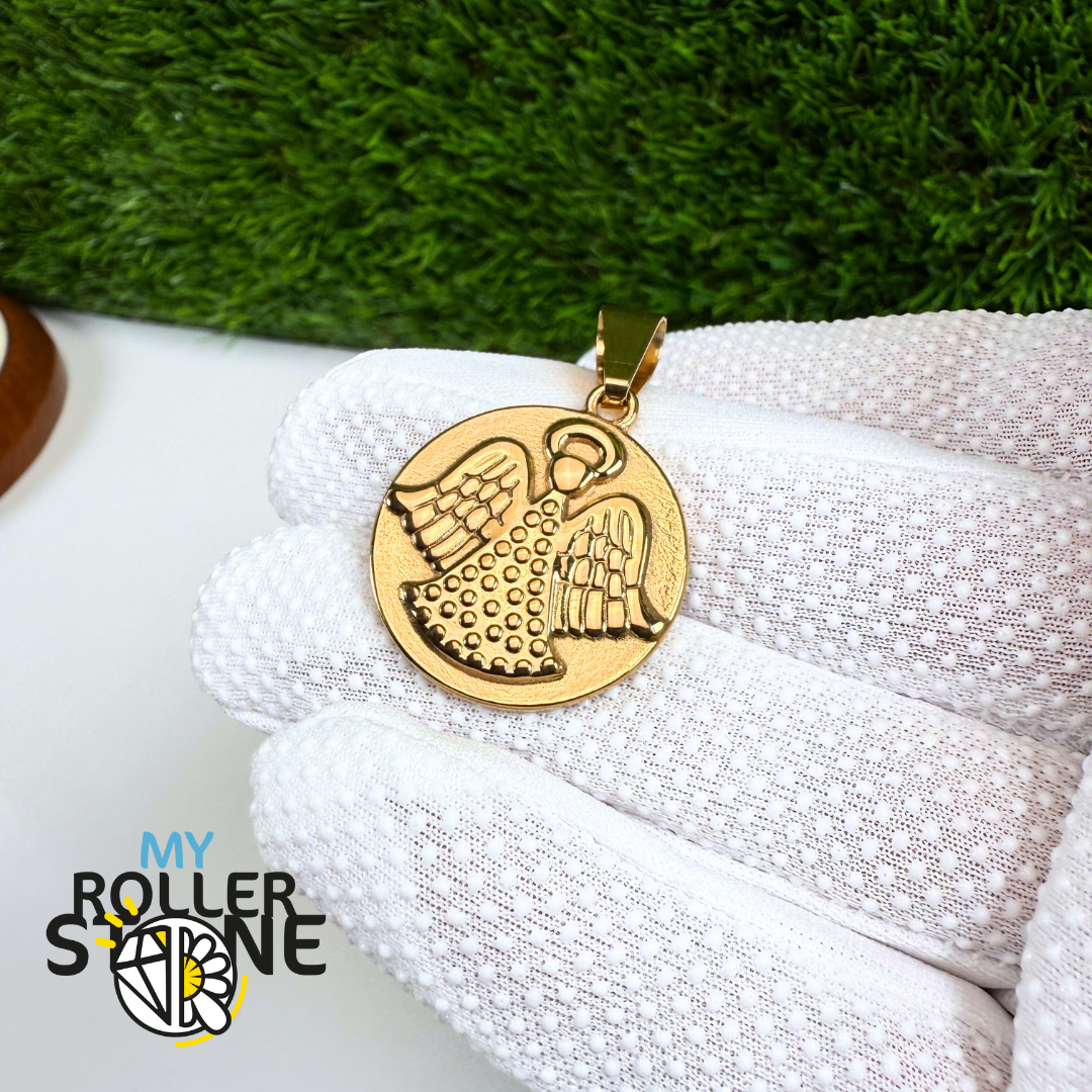 Pendentif ange acier inoxydable doré