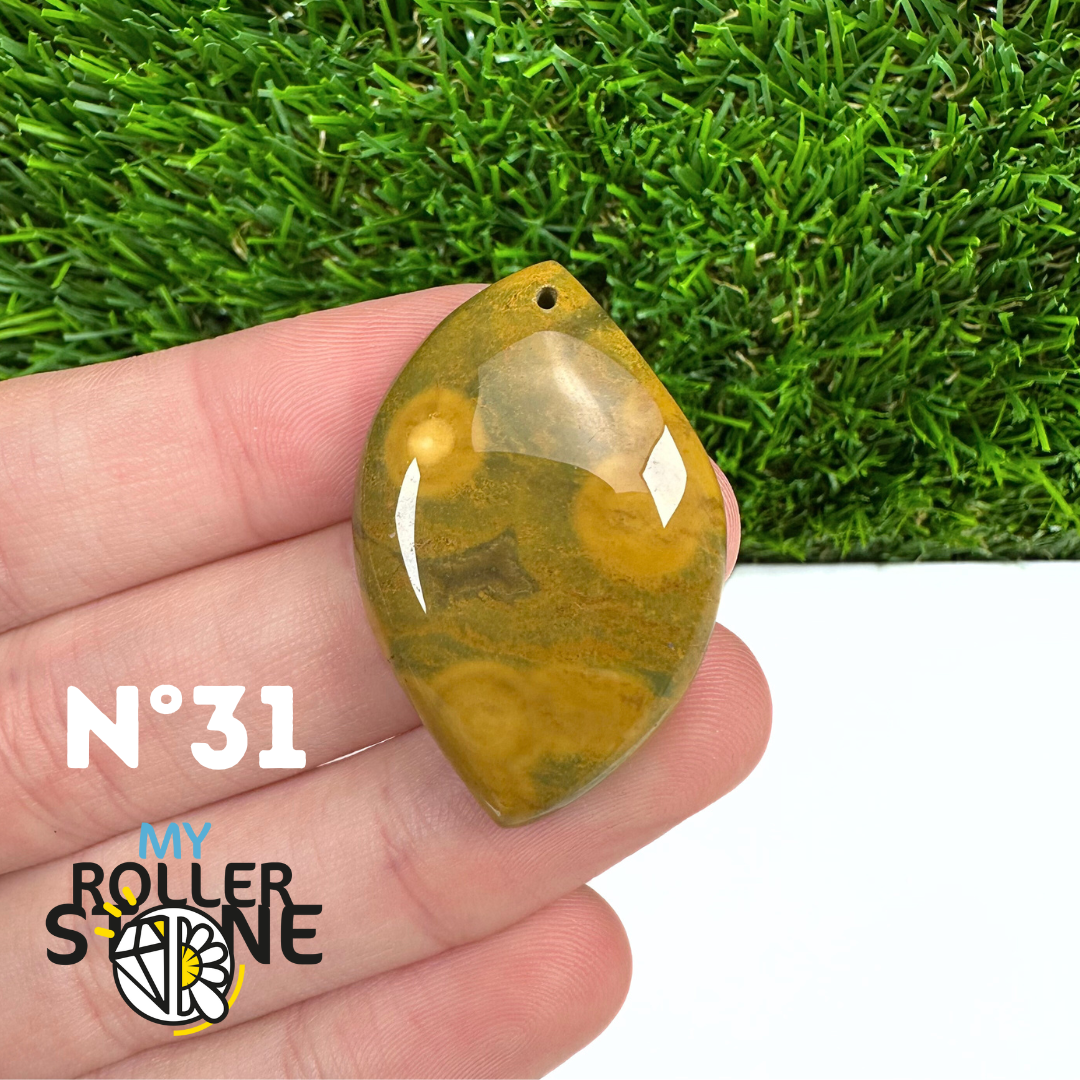 Pendentif Percé Jaspe Océan 5A