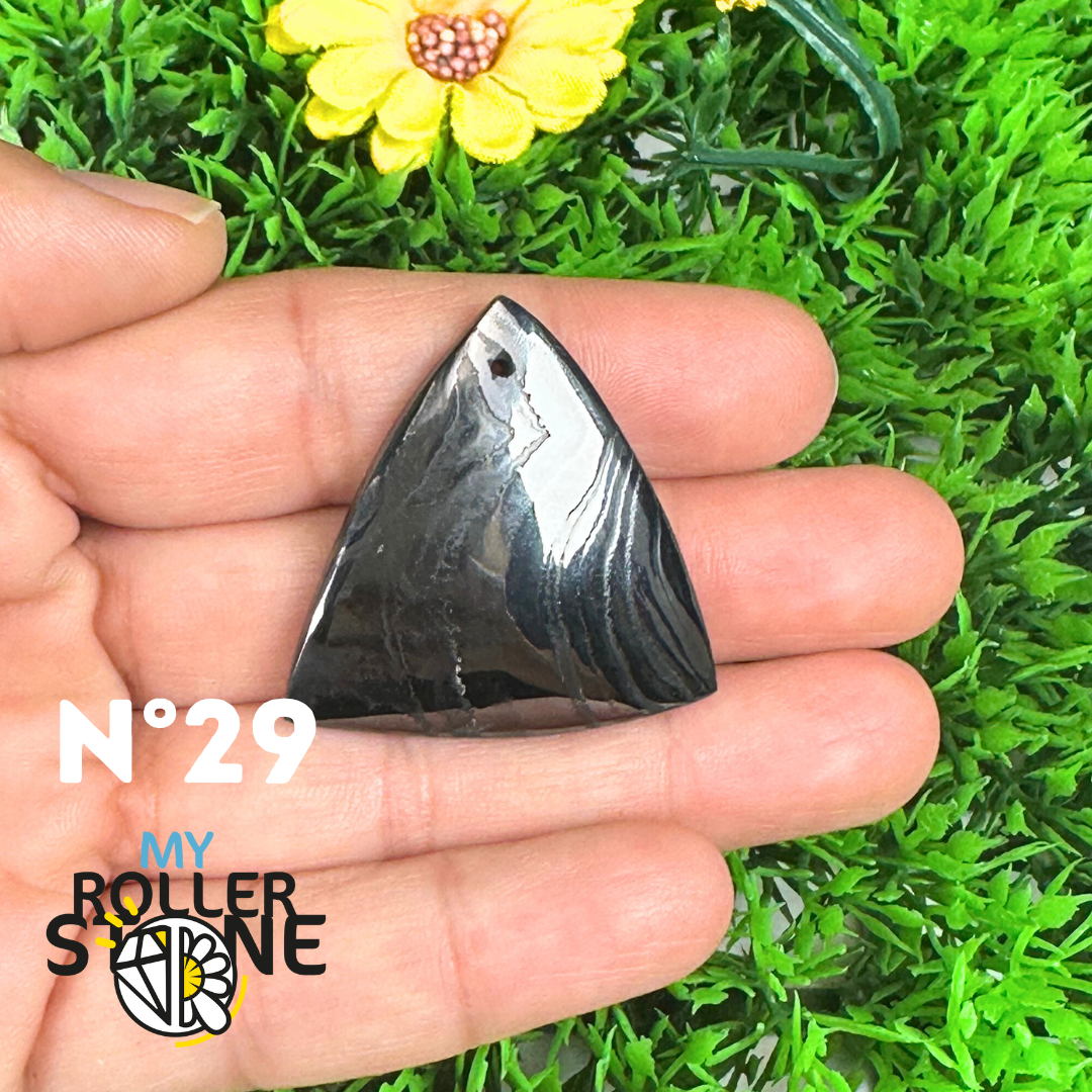 Pendentif Percé Psilomelane Argenté