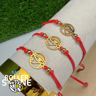 Bracelet Oeil d'Horus Réglable cordon – Acier Inoxydable Doré