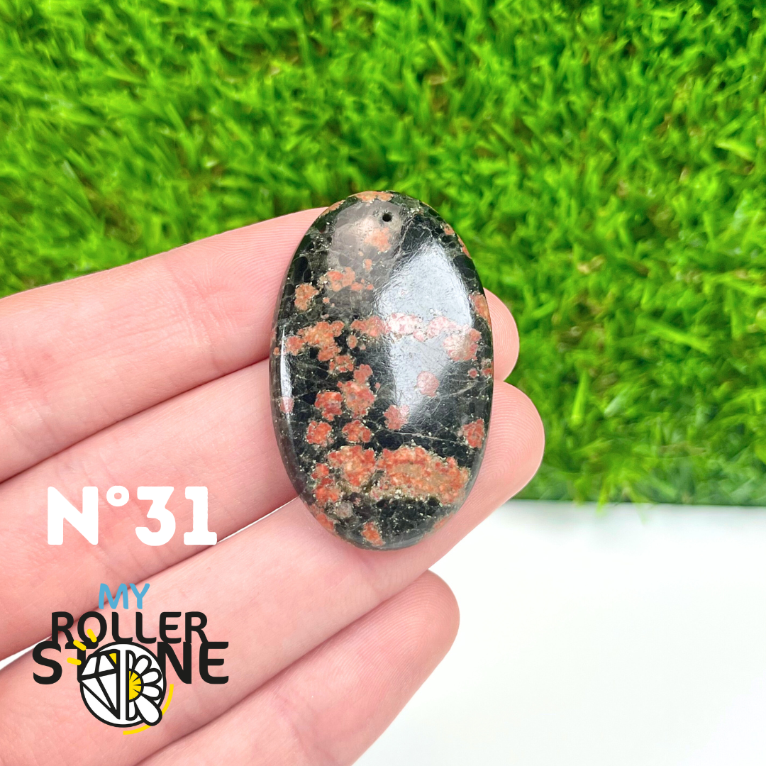 Pendentif Obsidienne Fleurie percé